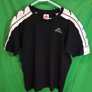 Kappa Men's Black Tee with White Accents Size XL